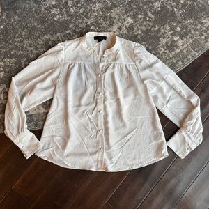 White flowy button down blouse